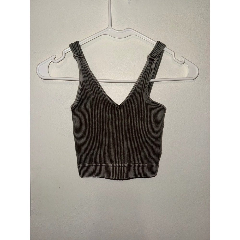 Zenana Washed Ribbed Cropped V Neck Tank Size S/M NWOT